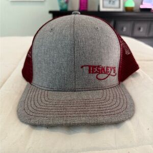 Gray and Red Teskey's Cap Hat